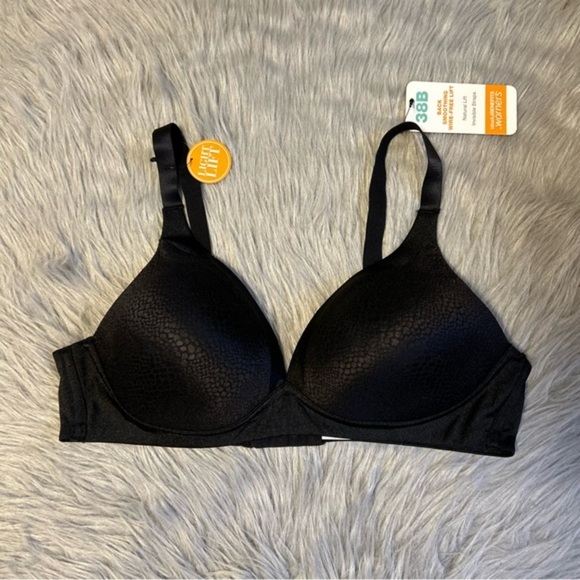 Blissful Benefits Wirefree Natural Lift Bra Womens Size 38B Black Back Smoothing - Picture 1 of 6